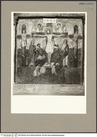 Vorderseite von Hutzel, Max [https://rightsstatements.org/page/CNE/1.0/] Szenen aus dem Leben und der Passion Christi, verschiedene Märtyrer und Szenen aus der Vita der Heiligen Urban und CaeciliaVita und Passion Christi - Kreuzigung, bh106045_recto. Foto.