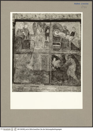 Vorderseite von Hutzel, Max [https://rightsstatements.org/page/CNE/1.0/] Szenen aus dem Leben und der Passion Christi, verschiedene Märtyrer und Szenen aus der Vita der Heiligen Urban und CaeciliaVita und Passion Christi - Oben: Grablegung Christi und die drei Marien am Grabe; unten: Noli me tangere und Christus im Limbus, bh106050_recto. Foto: Hutzel, Max.