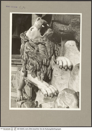 Vorderseite von Hutzel, Max [https://www.deutsche-digitale-bibliothek.de/content/lizenzen/rv-fz/] Grabmal der Maria Flaminia Chigi Odescalchi (+1771) - Detail: Löwe, bh106065_recto. Foto: Hutzel, Max.