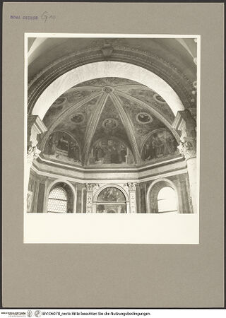 Vorderseite von Hutzel, Max [https://www.deutsche-digitale-bibliothek.de/content/lizenzen/rv-fz/] Santa Maria del PopoloCappella di Sant'Agostino & Cappella della Madonna dell'Orto - Blick in die Kuppel, bh106070_recto. Foto: Hutzel, Max.