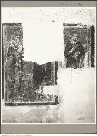 Vorderseite von ICCD [https://www.deutsche-digitale-bibliothek.de/content/lizenzen/rv-ez/] Heiligenzyklus - Der Hl. Bartholomäus, ein nicht identifizierbarer Heiliger (Freskenfragment) und der Hl. Paulus, bh106108_recto. Foto.