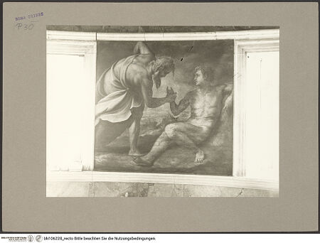 Vorderseite von Hutzel, Max [https://www.deutsche-digitale-bibliothek.de/content/lizenzen/rv-fz/] Szenen aus der GenesisErschaffung des Menschen - , bh106220_recto. Foto: Hutzel, Max.