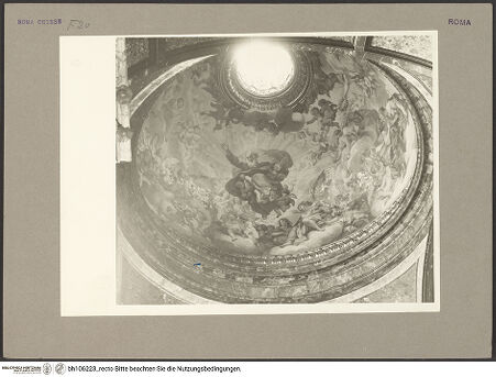 Vorderseite von Hutzel, Max [https://www.deutsche-digitale-bibliothek.de/content/lizenzen/rv-fz/] Santa Maria del PopoloCappella Cybo - Blick in die Kuppel (Luigi Garzi), bh106223_recto. Foto: Hutzel, Max.