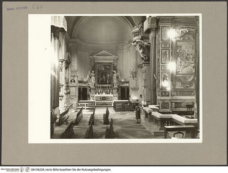 Vorderseite von Hutzel, Max [https://www.deutsche-digitale-bibliothek.de/content/lizenzen/rv-fz/] Santa Maria del PopoloLinker nördlicher Querhausarm - Blick in den linken Querhausarm, bh106224_recto. Foto: Hutzel, Max.