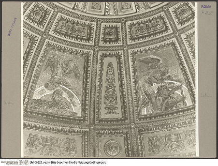 Vorderseite von Hutzel, Max [https://www.deutsche-digitale-bibliothek.de/content/lizenzen/rv-fz/] Der segnende Gottvater umgeben von Personifikationen der Gestirne - Detail: Kuppelsegment, bh106229_recto. Foto: Hutzel, Max.