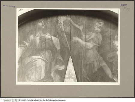 Vorderseite von Hutzel, Max [https://www.deutsche-digitale-bibliothek.de/content/lizenzen/rv-fz/] Königliche und priesterliche Vorfahren Mariens und Christilinke Lünette: König David - Detail, bh106231_recto. Foto: Hutzel, Max.