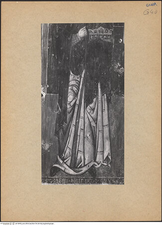 Vorderseite von Bibliotheca Hertziana [https://www.deutsche-digitale-bibliothek.de/content/lizenzen/rv-fz/] Die Heiligen Esdra, Margarethe und Onuphrius - Detail: Margarethe, bh106966_recto. Foto.