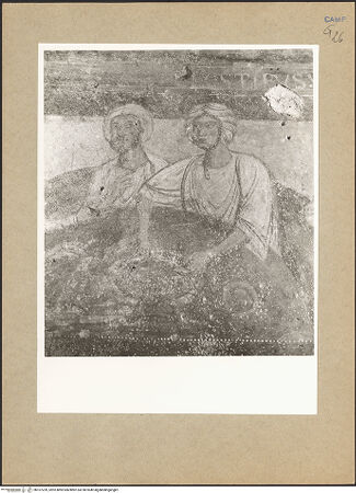 Vorderseite von Bibliotheca Hertziana [https://www.deutsche-digitale-bibliothek.de/content/lizenzen/rv-fz/] Szenen aus dem Leben Christi, Marias und des heiligen NikolausDekoration der NordwandNikolausvita: Das Wunder des Adeodatus - Linke Szene: Adeodatus als Mundschenk des Emirs, Detail, bh107239_recto. Foto: Lehmann-Brockhaus, Otto.