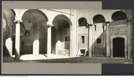 Vorderseite von Hutzel, Max [https://www.deutsche-digitale-bibliothek.de/content/lizenzen/rv-fz/] Santi Quattro CoronatiÄußeresZweiter Hof - nach Nordwesten, bh107536_bh107537_recto. Foto: Hutzel, Max.