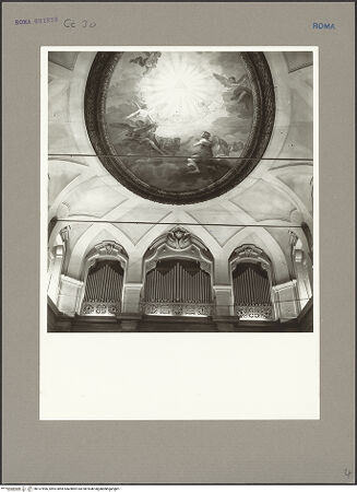 Vorderseite von unbekannt [https://www.deutsche-digitale-bibliothek.de/content/lizenzen/rv-ez/] Santa Maria in VallicellaOratorio di San Filippo NeriSala Borromini - Gewölbe und oberes Geschoss der Altarwand mit Orgelnischen, bh107596_recto. Foto: Hutzel, Max.