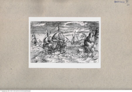 Vorderseite von  [http://creativecommons.org/publicdomain/mark/1.0/] Handelsschiffe und ein kleines Ruderboot mit drei Männern - , bh108671. Foto.