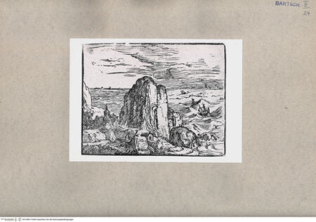 Vorderseite von  [http://creativecommons.org/publicdomain/mark/1.0/] Fels vor stürmischer See - , bh108672. Foto.