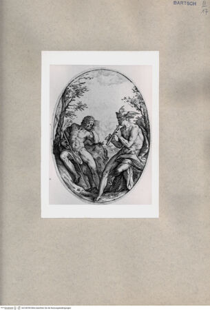 Vorderseite von  [http://creativecommons.org/publicdomain/mark/1.0/] Merkur schläfert Argus mit Musik ein - , bh108785. Foto.