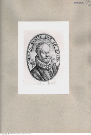 Vorderseite von British Museum [http://creativecommons.org/publicdomain/mark/1.0/] Bildnis eines bärtigen jungen Mannes, Obdura. Aetatis Suae 26. Ao. 1580. - , bh108828. Foto.