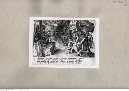 Vorderseite von British Museum [https://www.deutsche-digitale-bibliothek.de/content/lizenzen/rv-ez/] 'Hereticus' sitzt mit 'Curiositas' und 'Temerarum Judicium' vor Satan auf einem Thron - , bh108919. Foto.