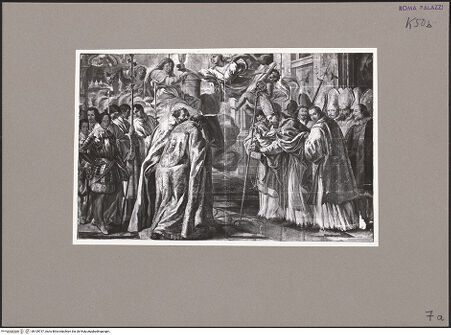 Vorderseite von ICCD [https://www.deutsche-digitale-bibliothek.de/content/lizenzen/rv-ez/] Urban VIII. weiht den Petersdom - während der Restaurierung, bh109737_recto. Foto.