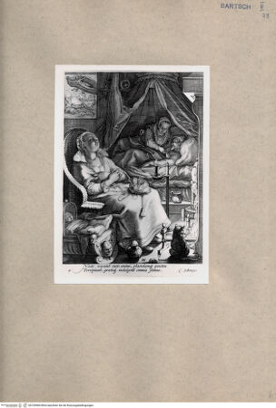 Vorderseite von British Museum [https://www.deutsche-digitale-bibliothek.de/content/lizenzen/rv-ez/] 'Nacht', Schlafgemach mit Eheleuten, einer Amme und einem Kleinkind - , bh109984. Foto.