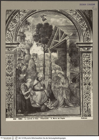 Vorderseite von Alinari [https://www.deutsche-digitale-bibliothek.de/content/lizenzen/rv-ez/] Geburt Christi mit dem heiligen Hieronymus - Gesamtaufnahme, bh110189_recto. Foto.