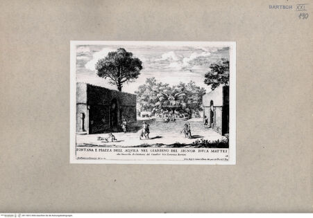 Vorderseite von British Museum [https://www.deutsche-digitale-bibliothek.de/content/lizenzen/rv-ez/] Piazza mit Adlerbrunnen im Garten der Villa Mattei - , bh110812. Foto.