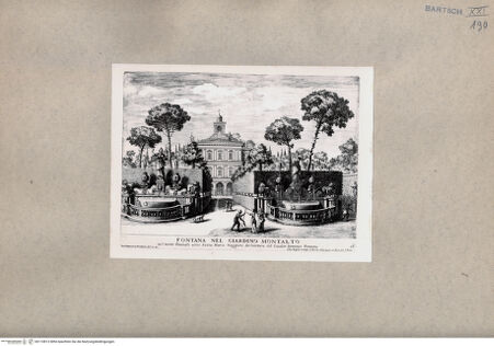 Vorderseite von British Museum [https://www.deutsche-digitale-bibliothek.de/content/lizenzen/rv-ez/] Ansicht eines Brunnens im Garten der Villa Montalto in Rom - , bh110813. Foto.