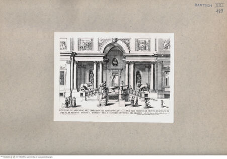 Vorderseite von British Museum [https://www.deutsche-digitale-bibliothek.de/content/lizenzen/rv-ez/] Merkurbrunnen vor der Gartenfassade der Villa Medici in Rom - , bh110820. Foto.