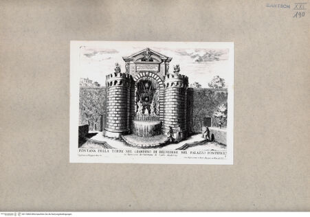 Vorderseite von British Museum [https://www.deutsche-digitale-bibliothek.de/content/lizenzen/rv-ez/] Sakramentsbrunnen (Fontana delle Torri) in den Vatikanischen Gärten - , bh110865. Foto.