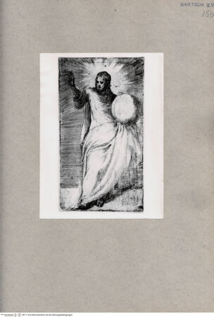 Vorderseite von British Museum [https://www.deutsche-digitale-bibliothek.de/content/lizenzen/rv-ez/] Christus, die rechte Hand zum Segen erhoben, in der linken die Weltkugel - , bh111224. Foto.