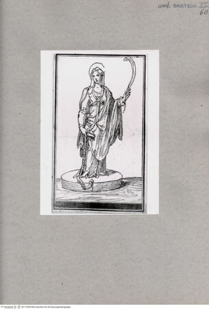 Vorderseite von British Museum [https://www.deutsche-digitale-bibliothek.de/content/lizenzen/rv-ez/] Heilige mit einer Feder und einem Buch, auf einem Sockel stehend - , bh112090. Foto.
