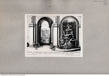 Vorderseite von British Museum [https://www.deutsche-digitale-bibliothek.de/content/lizenzen/rv-ez/] Brunnen im großen Hof des Palazzo Doria Pamphilj - , bh112468. Foto.