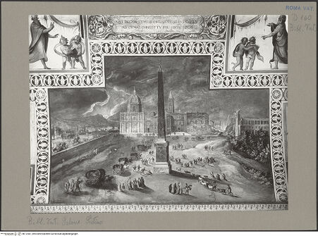 Vorderseite von Archivio Fotografico Musei Vaticani [https://www.deutsche-digitale-bibliothek.de/content/lizenzen/rv-ez/] Die Taten Sixtus' V.Piazza del Esquilino mit dem Obelisk - , bh112581_recto. Foto.