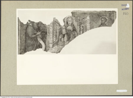 Vorderseite von Getty Research Institute [https://www.deutsche-digitale-bibliothek.de/content/lizenzen/rv-ez/] Thronende Madonna mit den heiligen Johannes dem Täuferund Franz von Assisi - Gesamtansicht, bh113866_recto. Foto: Hutzel, Max.