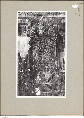Vorderseite von Bibliotheca Hertziana [https://www.deutsche-digitale-bibliothek.de/content/lizenzen/rv-fz/] VotivfreskenHeilige und Szenen der Silvesterlegende - Detail: der Erzengel Michael, bh114303_recto. Foto.