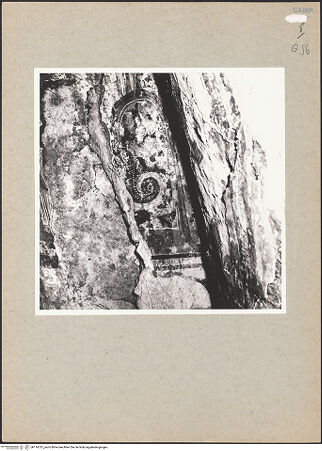 Vorderseite von Bibliotheca Hertziana [https://www.deutsche-digitale-bibliothek.de/content/lizenzen/rv-fz/] VotivfreskenHeilige und Szene der Silvesterlegende - Detail: Der Drache in seiner Höhle auf dem Forum, bh114315_recto. Foto.