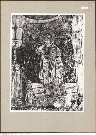 Vorderseite von Bibliotheca Hertziana [https://www.deutsche-digitale-bibliothek.de/content/lizenzen/rv-fz/] VotivfreskenKreuzigung Christi und Heiligendarstellungen - Detail, Kreuzigung: Johannes, bh114327_recto. Foto.