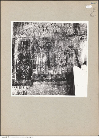 Vorderseite von Bibliotheca Hertziana [https://www.deutsche-digitale-bibliothek.de/content/lizenzen/rv-fz/] VotivfreskenKreuzigung Christi und Heiligendarstellungen - Detail: Die heiligen Clemens, Caecilia und Silvester, bh114332_recto. Foto.