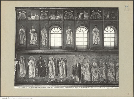 Vorderseite von Alinari [https://www.deutsche-digitale-bibliothek.de/content/lizenzen/rv-ez/] Mosaiken im LanghausEpistelseite mit männlichen Heiligen - Detail, bh114379_recto. Foto.