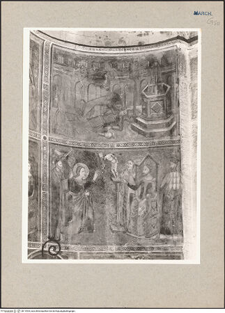 Vorderseite von National Gallery of Art, Washington? [https://www.deutsche-digitale-bibliothek.de/content/lizenzen/rv-ez/] Szenen aus der Legende des heiligen Thomas - Zwei Bildfelder der rechten Seite: Der Mundschenk wird am Brunnen von einem Löwen getötet (oben); Martyrium des Thomas (unten), bh114534_recto. Foto: Hutzel, Max.