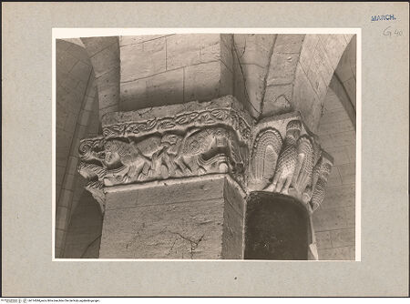 Vorderseite von National Gallery of Art, Washington? [https://www.deutsche-digitale-bibliothek.de/content/lizenzen/rv-ez/] Kapitelle mit Flechtwerk sowie vegetabilen, zoomorphen und christologischen MotivenSüdostpfeiler: Kapitelle der Rund- und Rechteckvorlagen - Kapitell der südlichen Rechteckvorlage mit zwei voneinander abgewandten Raubtieren, bh114544_recto. Foto: Hutzel, Max.