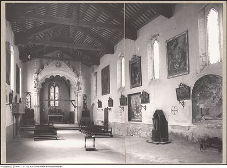 Vorderseite von Hutzel, Max [https://www.deutsche-digitale-bibliothek.de/content/lizenzen/rv-ez/] San FrancescoInnenraum - Seitenansicht in Richtung Hauptkapelle, bh117471_bh117472_recto. Foto: Hutzel, Max.