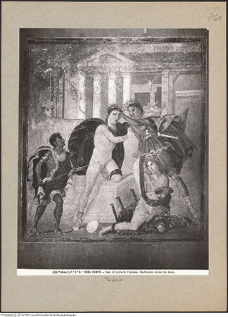 Vorderseite von Alinari [https://www.deutsche-digitale-bibliothek.de/content/lizenzen/rv-ez/] Wanddekoration mit dem Tod des Neoptolemos - Gesamtansicht, bh118641_recto. Foto.