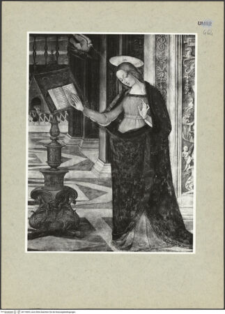 Vorderseite von ICCD [https://www.deutsche-digitale-bibliothek.de/content/lizenzen/rv-ez/] Ausmalung der Cappella BaglioniVerkündigung Mariae - Detail: Maria, bh118693_recto. Foto.