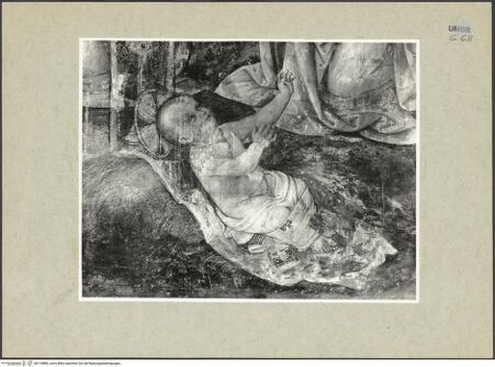 Vorderseite von ICCD [https://www.deutsche-digitale-bibliothek.de/content/lizenzen/rv-ez/] Ausmalung der Cappella BaglioniAnbetung der Hirten - Detail: Christuskind, bh118885_recto. Foto.