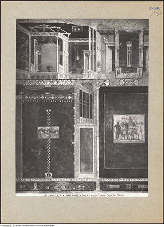 Vorderseite von Alinari [https://www.deutsche-digitale-bibliothek.de/content/lizenzen/rv-ez/] Wanddekoration mit demTriumph des Bacchus und der Ariadne; Mars und Venus - Detail mit demTriumph des Bacchus und der Ariadne, bh118971_recto. Foto.