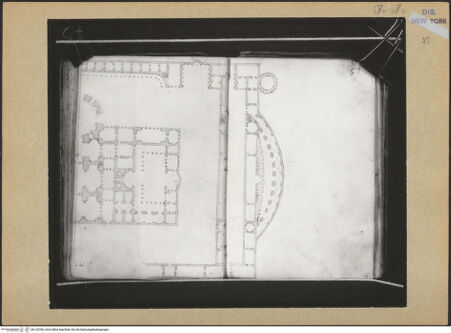 Vorderseite von Mellon? [https://www.deutsche-digitale-bibliothek.de/content/lizenzen/rv-ez/] Codex Mellon (Sketchbook of Menicantonio)Grundriss der Caracalla-Thermen (Ausschnitt) - , bh120766_recto. Foto.