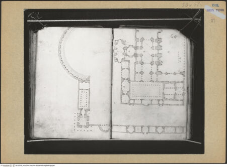 Vorderseite von Mellon? [https://www.deutsche-digitale-bibliothek.de/content/lizenzen/rv-ez/] Codex Mellon (Sketchbook of Menicantonio)Rekonstruierter Grundriss der Diocletiansthermen (Ausschnitt) - , bh120768_recto. Foto.