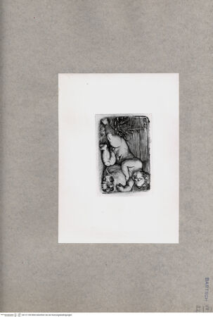 Vorderseite von British Museum [https://www.deutsche-digitale-bibliothek.de/content/lizenzen/rv-ez/] Kleinkind auf einem Totenkopf schlafend - , bh121100. Foto.