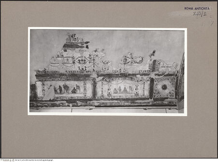Vorderseite von ICCD (GFN) [https://www.deutsche-digitale-bibliothek.de/content/lizenzen/rv-ez/] Domus TransitoriaSaal mit Helden der Ilias - Ausschnitt, Decke, bh124112_recto. Foto (digital).