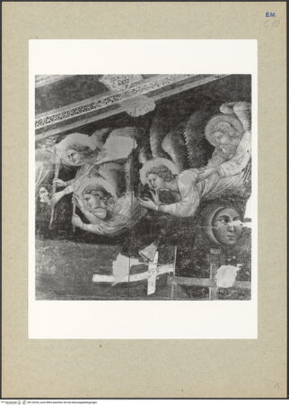 Vorderseite von Fotofast, Bologna [https://www.deutsche-digitale-bibliothek.de/content/lizenzen/rv-ez/] Jüngstes Gericht - Die Engel, Detail: linke Gruppe (während im Palazzo dell'Arengo), bh124235_recto. Foto.