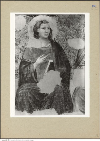 Vorderseite von Fotofast, Bologna [https://www.deutsche-digitale-bibliothek.de/content/lizenzen/rv-ez/] Jüngstes Gericht - Detail: Johannes (während im Palazzo dell'Arengo), bh124243_recto. Foto.