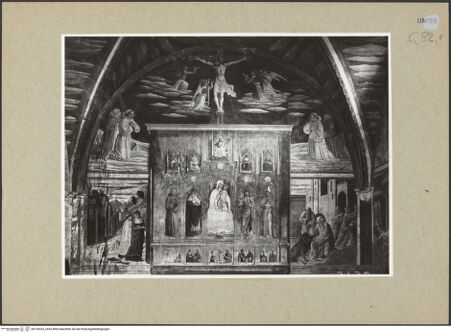 Vorderseite von ICCD [https://www.deutsche-digitale-bibliothek.de/content/lizenzen/rv-ez/] Kapellenausmalung: Geschichte des heiligen Hieronymus und Heilige - Altarwand (Südwand), bh126535_recto. Foto.